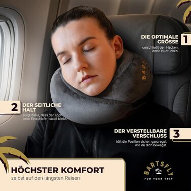 Подушка для шиї Memory Foam - Автомобільна та авіаційна, ергономічна, проти болю в шиї, для сну, для далеких перельотів, сірого кольору