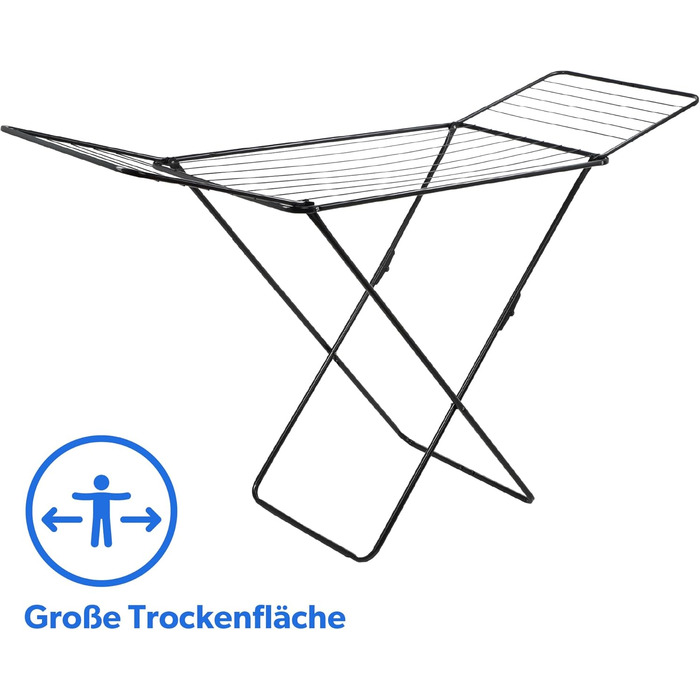 Сушарка для білизни KADAX з крилами, 18/23м, сталева, складна (біла/чорна)