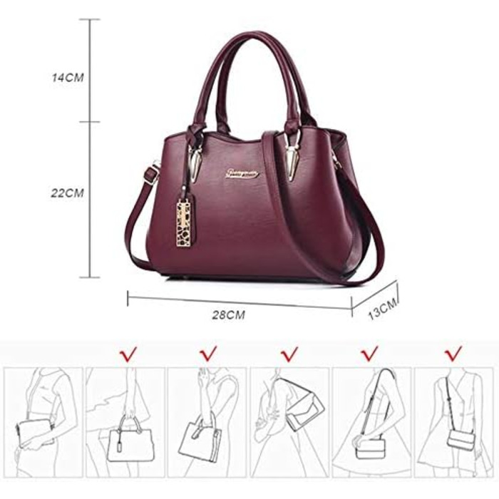 Жіноча шкіряна сумка BestoU велика, червона крос-боді та сумка на плече