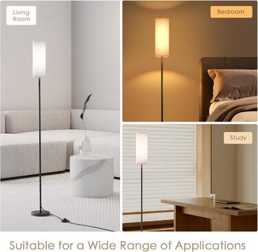 Світлодіодна торшер 9W з регулюванням яскравості, 3 колірні температури, Е27, абажур з льону, вимикач на ніжці, вінтажний стиль, сірий колір