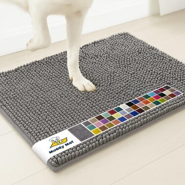 Гігроскопічний килимок для дому та тварин Muddy Mat® з мікрофібри, протиковзний та вологопоглинаючий килим для кухні, ванної та передпокою, сірий, M (76 x 48 см)