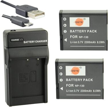 Акумулятор DSTE NP-130 Li-Ion (2 шт.) + Micro USB зарядний пристрій для Casio ZR100, ZR200, ZR300, ZR400, ZR410, ZR700, ZR1000, ZR1200, ZR1500, ZR2000, ZR3500