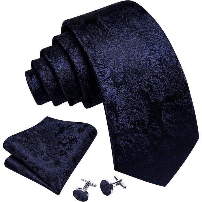 Набір краваток Barry.Wang: шовкова краватка з квітковим візерунком Paisley, нагрудна хустинка, запонки та краваткова застібка. Червоно-білий, для свят та вечірок.