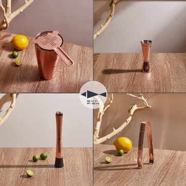 Sky Fish Cocktail Shaker Set, Etched Copper Cocktail Shaker Kit in Gift Box 7-Piece Set, Hand Wash, (Copper)