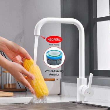 Кухонний змішувач IBERGRIF M22105A, однолеверний, матовий, білий