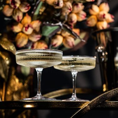 GLASSIQUE CADEAU Набір келихів Vintage Art Deco (4 шт., 200 мл) | Келихи для коктейлів, шампанського, еспресо мартіні, дайкірі | Скляні чаші з кристалу для Speakeasy