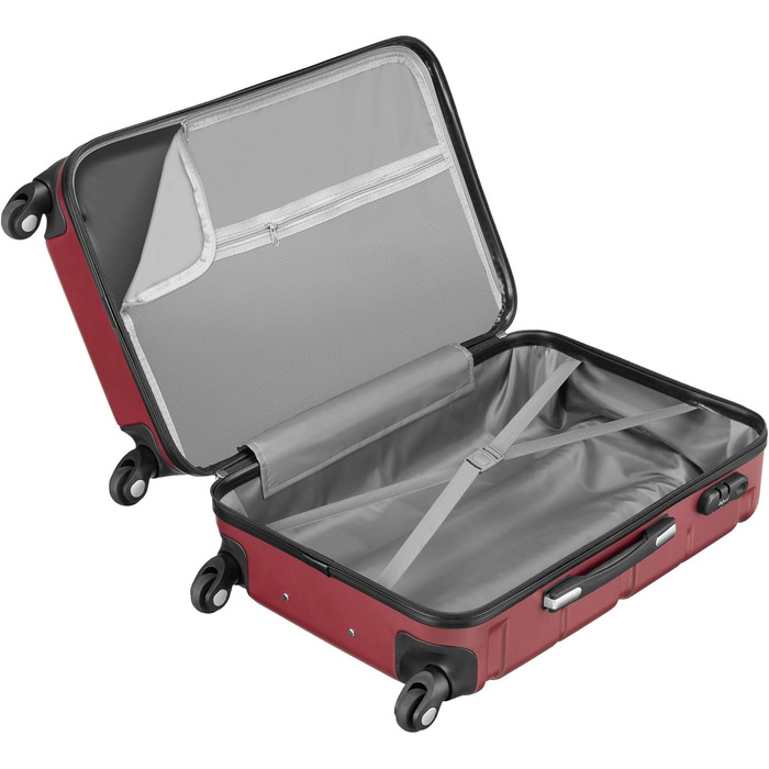 Набір валіз Zelsius 4 шт. з ABS, з кодовим замком, 4 колеса, внутрішній роздільник | Набір валіз 4 шт., Trolley, велика валіза, Luggage Set, ручна валіза (Червоний, 4-частинний)
