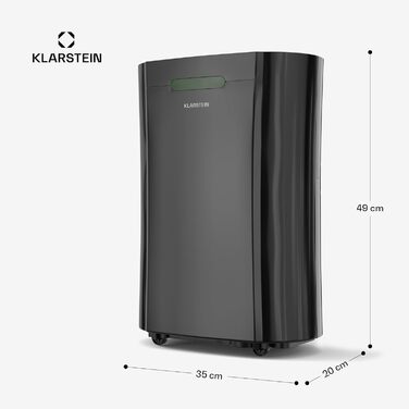 Електричний осушувач Klarstein AeroDry Smart 12 л - 12 л/день, Wi-Fi, керування через додаток/Alexa, LED дисплей, фільтр вугілля, для приміщень до 18 м²
