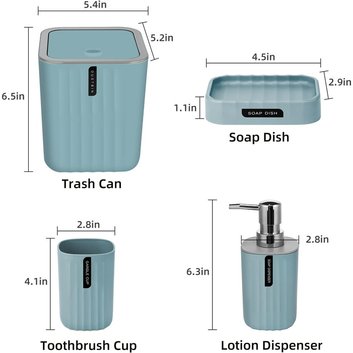 Набір аксесуарів для ванної кімнати IMAVO 4 шт. (зубний стакан, мильниця, диспенсер, тримач для зубних щіток) - Зелений