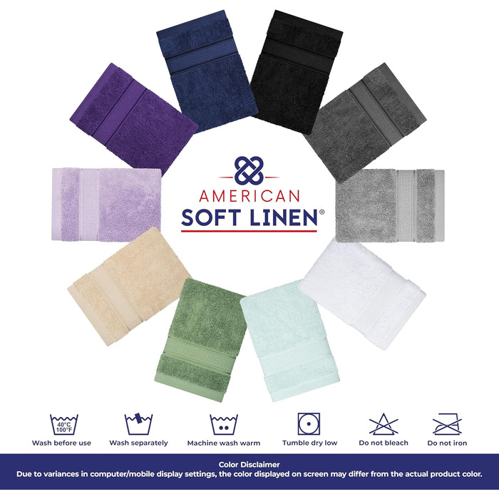 Набір рушників American Soft Linen Premium з турецької бавовни, готельна серія, 6 предметів (4 рушники для рук), насичений фіолетовий колір