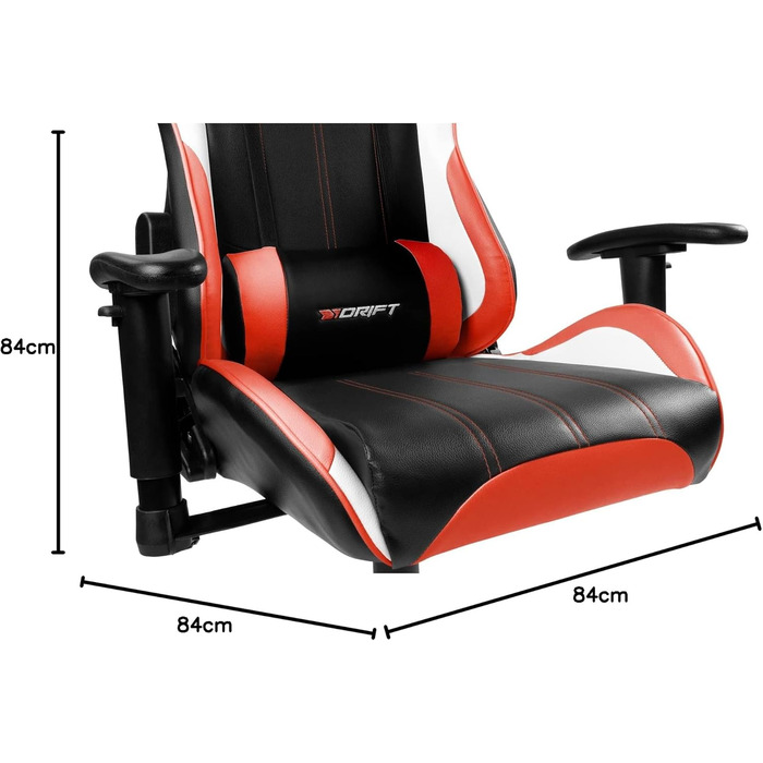 Ігрове крісло DRIFT DR175RED, екошкіра, 2D підлокітники, клас 4, чорний/червоний