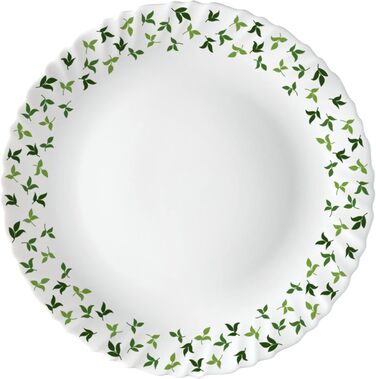 Набір посуду Larah, 35 предметів: тарілки, миски, кришки, ложки, сервіз на 6 осіб, о pal, міцний, легкий, для мікрохвильовки та посудомийної машини, білий з зеленими квітами