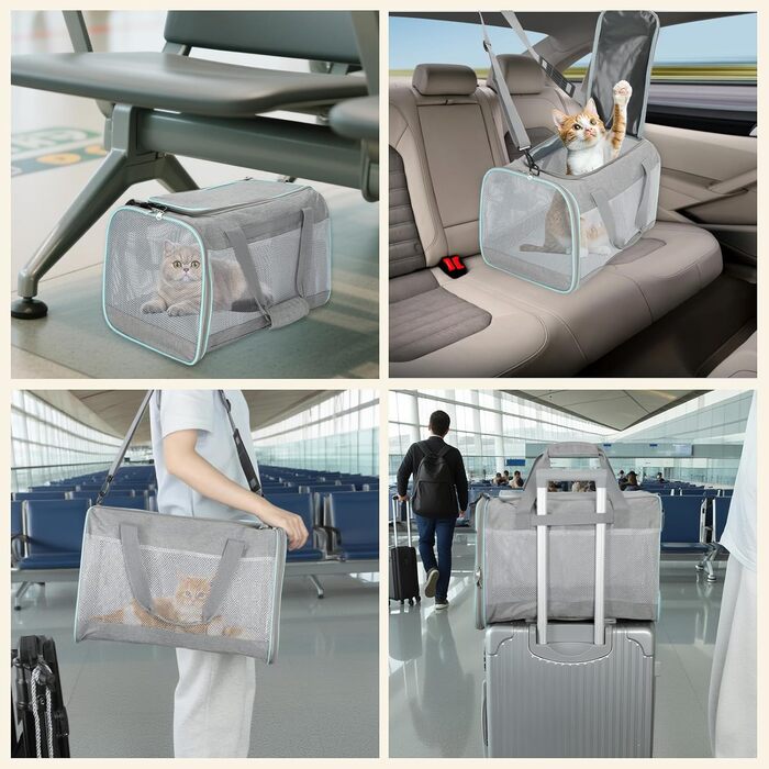 Транспортна сумка Cozary для котів та собак, переноска для тварин, сіра (44x30x30 см)