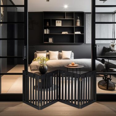 Захисний забірчик для собак Relaxdays, самостійний, 60 x 204 см, чорний, MDF, розкладний