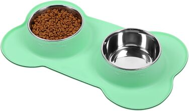 Миска для собак VIVAGLORY Splashfree - нерозливної миски для корму, з силіконовим килимком, нержавіюча сталь, S (1310 мл, м'ятний колір)
