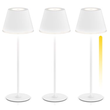 Світлодіодний акумуляторний настільний світильник Brandson з димером (3 в наборі) - білий. Бездротовий, сенсорний, з регулюванням яскравості (теплий/нейтральний/холодний білий). Металевий світильник для столу, нічника, читання, в приміщенні/на вулиці.