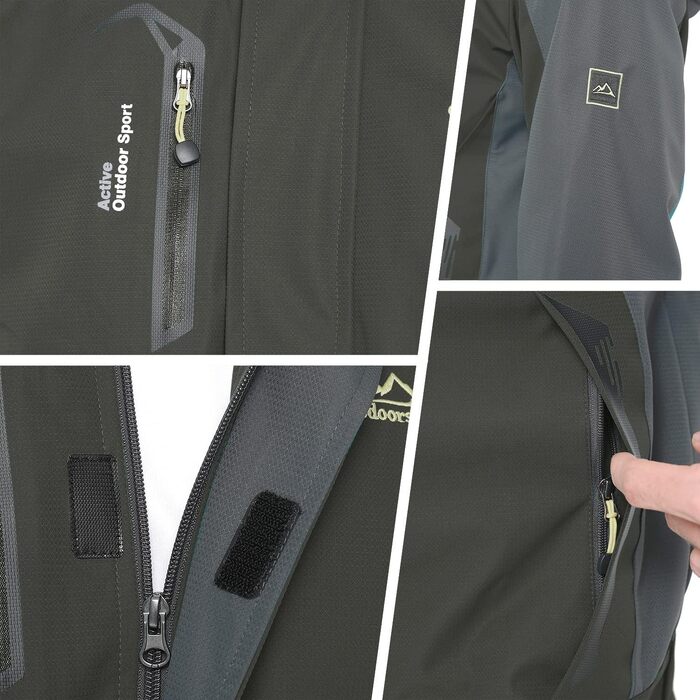 Чоловіча демісезонна куртка TACVASEN Softshell — водовідштовхуюча легка куртка для походів та прогулянок з відстібним капюшоном, армійний зелений, XXL