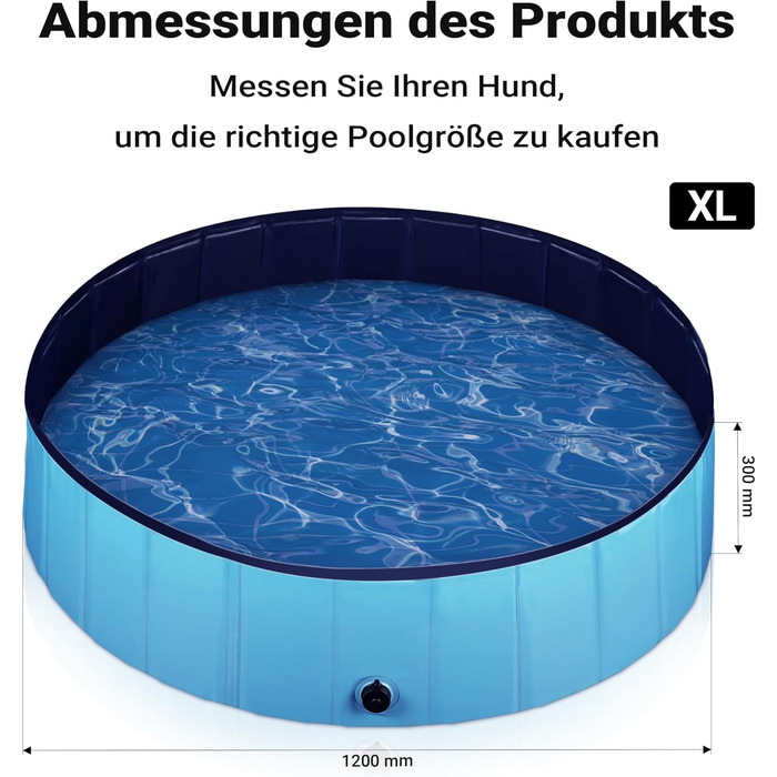 Басейн для собак Fudajo 100 x 30 см, неслизький, з ПВХ, складаний, з посиленими краями, портативний