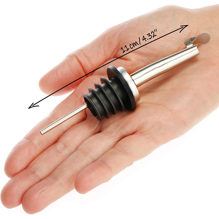 Виливники для пляшок Com-Four® 6 шт. з нержавіючої сталі – дозатор для алкоголю, олії, оцту – для бару, коктейлів, сумісний з усіма пляшками (сріблясті, з кришкою та без)