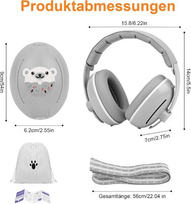 Навушники для захисту від шуму для малюків 2-в-1, 25dB, до 48 місяців, для дому та подорожей