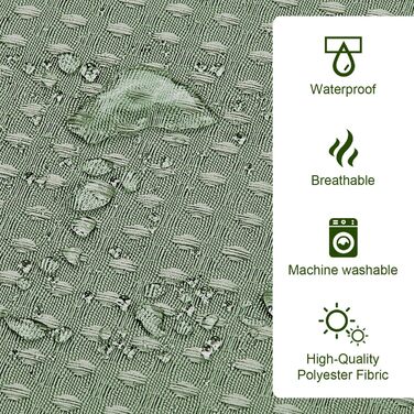 Штора для душу Waffel 183x198 см - текстильна, поліестер, з магнітами, 12 кілець, непрозора, водовідштовхувальна, для ванної кімнати (зелена)