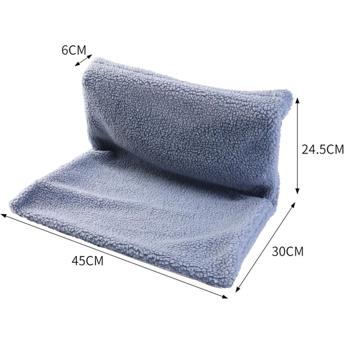 Ліжко для кота на батарею, плюшеве, сіре, 45x30 см