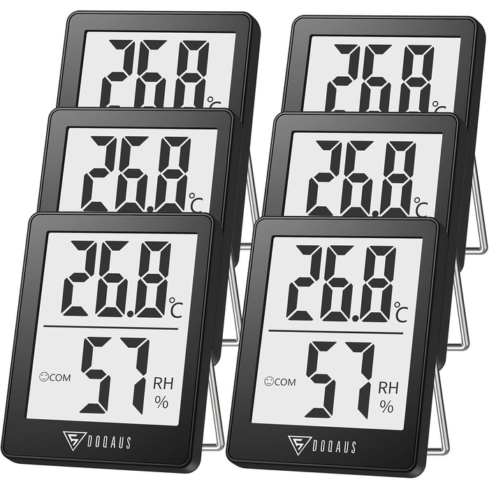 DOQAUS Digital Hygrometer Indoor, 6 Pack - Indoor Thermometer Hygrometer, Humidity Meter, Accurate Room Thermometer, Humidity Measurement Device with High Accuracy, for Indoor Spaces, Baby Rooms, Living Rooms, Offices
