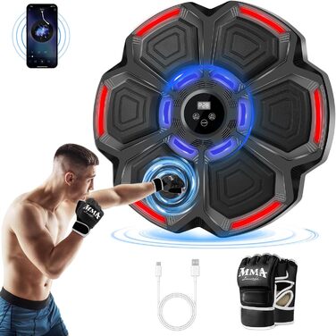 Музична боксерська машина JUOIFIP для дітей та дорослих, Bluetooth бокс-автомат з рукавичками, електронна боксерська машина для дому, фітнес-тренування в приміщенні (Стиль 2)