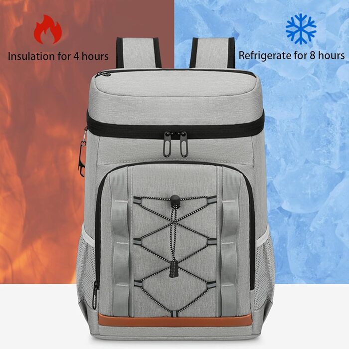 Терморюкзак-холодильник 30 л, велика місткість, для пікніка, пляжу, кемпінгу (світло-сірий)