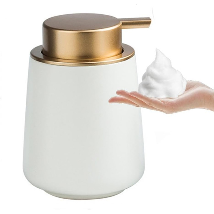 Дозатор для мила XUDREZ, керамічний, 380 мл, для кухні, наповнюваний, диспенсер для мила, пінного мила, шампуню, гелю для душу (C-white)