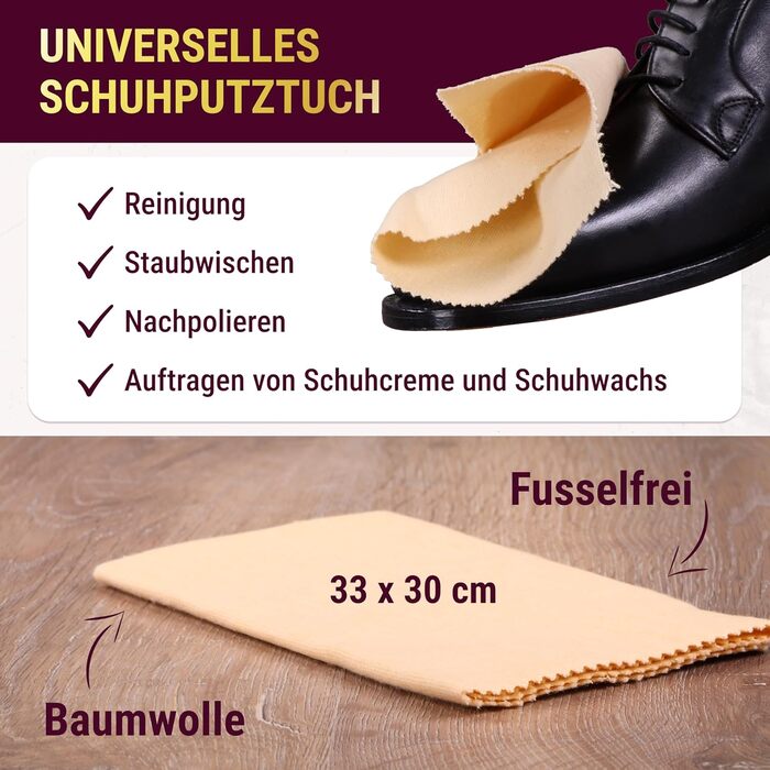 Shoe Shining Set Leather 9-Piece Shoe Shining Box Milano I Horsehair Shoe Brush - Container Brush and extra soft horsehair brush for polishing I Shoe Brush Set with horsehair, shoe care set made in Germany