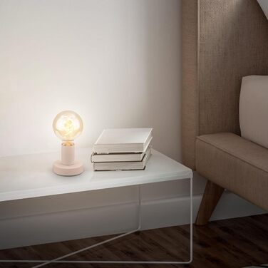 BRILONER Настільна лампа міні, ретро, вінтаж, E27, 10W, для дому, офісу, читання, 10x9 см (діаметр x висота), метал, бежевий