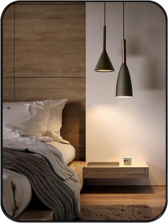 Дзеркало настінне WOLTU з металевим каркасом, закругленими кутами, 40x30 см, для ванної кімнати, спальні, вітальні, сучасної стилі