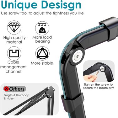 Кріплення для мікрофона YOUSHARES з поп-фільтром - настільний кронштейн для Shure SM7dB та інших мікрофонів