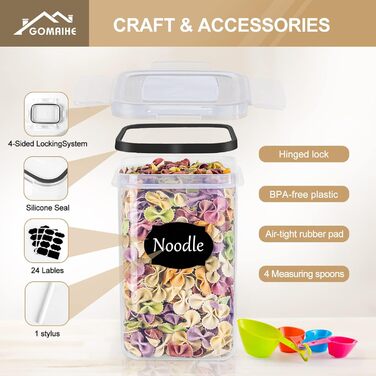 Набір контейнерів для зберігання GoMaihe 12 шт. з кришкою, 800 мл, чорний: герметичні, для продуктів, без BPA, придатні для миття в посудомийній машині