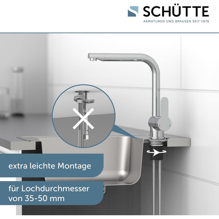 Змішувач кухонний SCHÜTTE RIO 360° з високим виливом, хром, для однієї/двох раковин