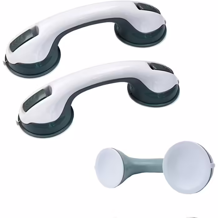 AUFUN Shower Stool, Adjustable Shower Seat 36-51cm Height, 360° Swivel, Bath Seat, Shower Aid, Non-Slip Bath Seat Made of Aluminum and Plastic for Elderly, Pregnant Women (Grab Bars)