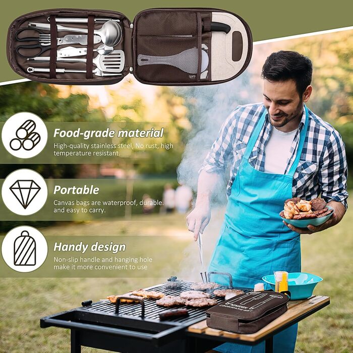 Набір посуду для кемпінгу на 10 осіб з нержавіючої сталі, легкий, з сумкою для зберігання. Ідеально для відпочинку на природі, пікніків, подорожей та кемпінгу.