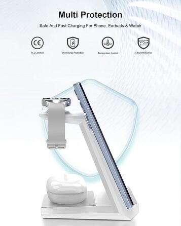 Бездротова зарядна станція NANAMI 3-в-1 для Samsung Galaxy Watch 7/6/5/4, Buds, S26/S25/S24/S22/Z Flip/Fold, Note 20 - Біла