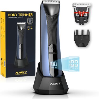 Електричний чоловічий триммер для тіла Kibiy з LED-дисплеєм, IPX7, водонепроникний (синій)