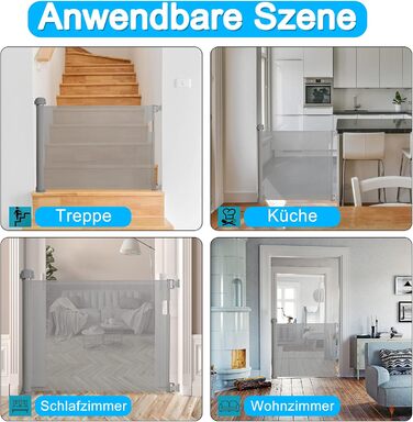 Захист для воріт NAIZY: ролетний захист від сходів, сітка для дітей та собак, висувна бар'єра для дому та вулиці (150см, сірий)