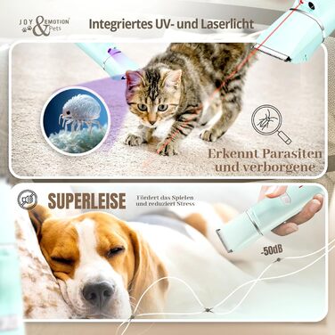Машинка для стрижки тварин Joy & Emotion® 6-в-1: для котів та маленьких собак, з лазером та УФ-світлом, бездротова, тиха