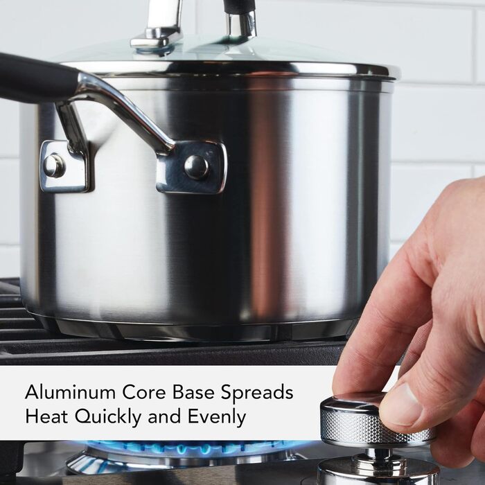 Набір кухонного посуду KitchenAid з нержавіючої сталі, 10 предметів, шліфований нержавіюча сталь