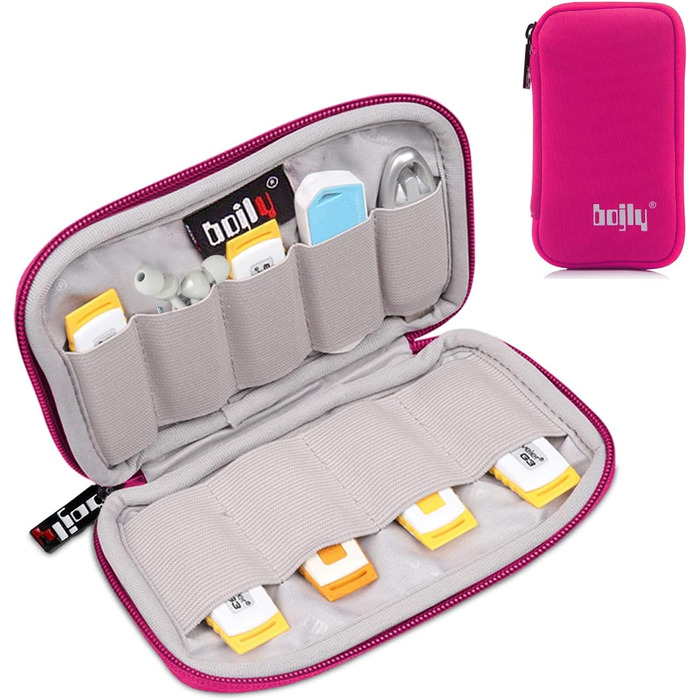Органайзер для USB-накопичувачів та аксесуарів: водонепроникний чохол, 9 відділень, чорний (Large, RosePurple)