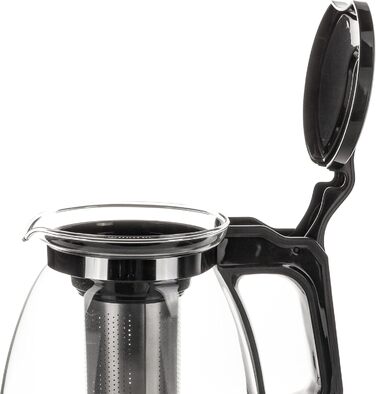 Скляний чайник T24 з ситом, 1250 мл (без підставки) - стійкий до високих температур, з нержавіючою сталлю, для заварювання листового чаю