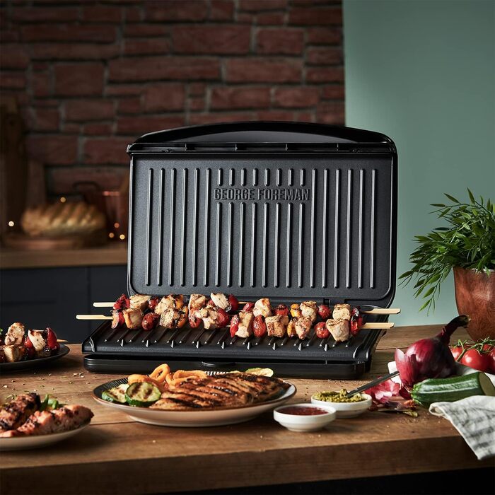 George Foreman 25800 Large Grill with Grill Plate, Cooktop & Toaster - Fast Heating & Easy Cleaning