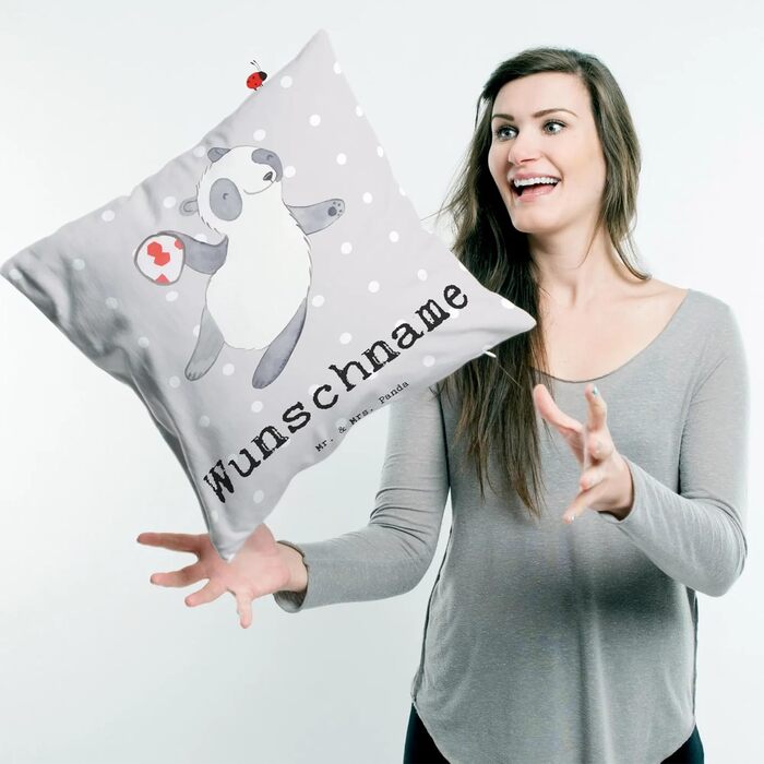Іменна подушка з пандою для гандболу Mr. & Mrs. Panda – персоналізований подарунок із друком, для спортсменів і фанатів гандболу, з іменем
