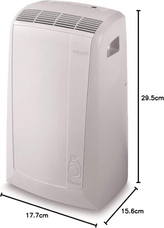 Мобільний кондиціонер De'Longhi Pinguino PAC EM82, 9400 BTU, 2.4 кВт, для приміщень до 80 м³, білий. З функцією осушувача, таймером 24 год, енергоклас A.