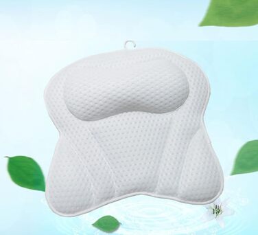 Penelife Bathtub Pillow with 6 Suction Cups - Ergonomic Bath Pillow with 4D Air Mesh Technology - Neck Pillow for Optimal Relaxation - White Bathtub Cushion