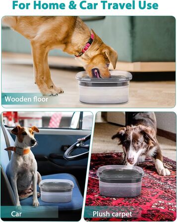 Миска для собак PETTOM 2L без розбризкування, велика сіра, з анти-розливним механізмом